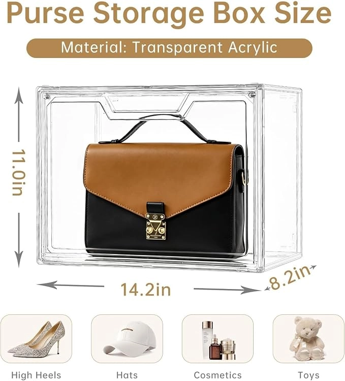 Clear Acrylic Purse Organizer Storage Box (5 Pack) - Image 3