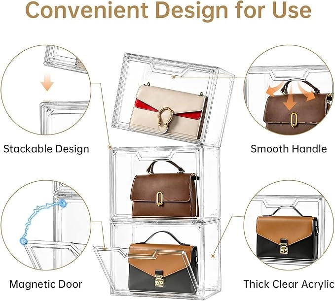 Clear Acrylic Purse Organizer Storage Box (5 Pack) - Image 2