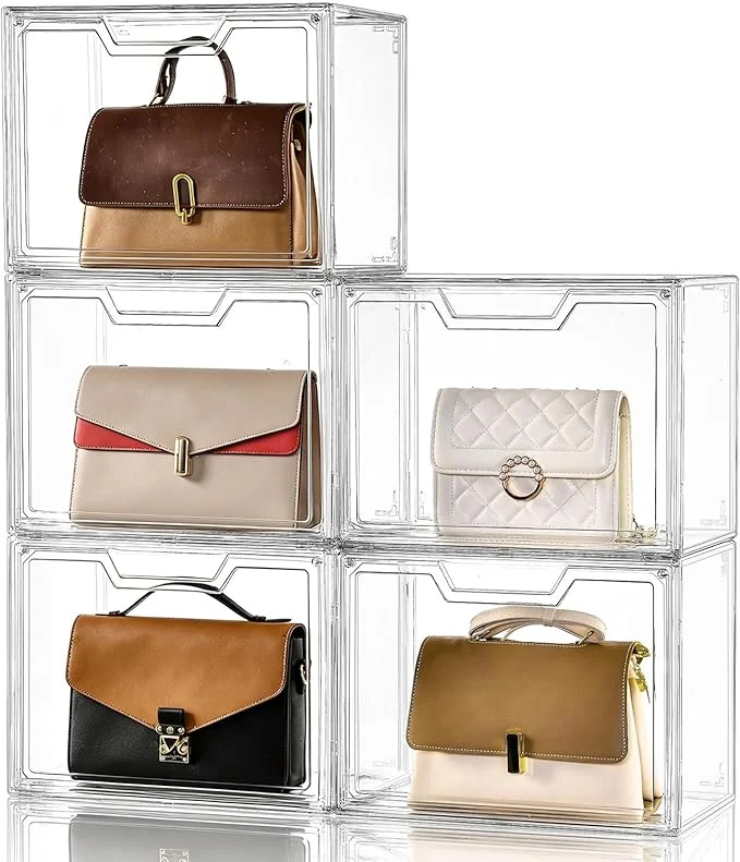 Clear Acrylic Purse Organizer Storage Box (5 Pack)