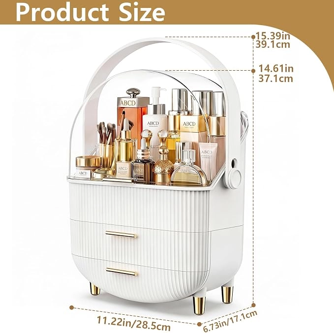 Dustproof Makeup Organizer with Drawers & Transparent Cover - Image 3