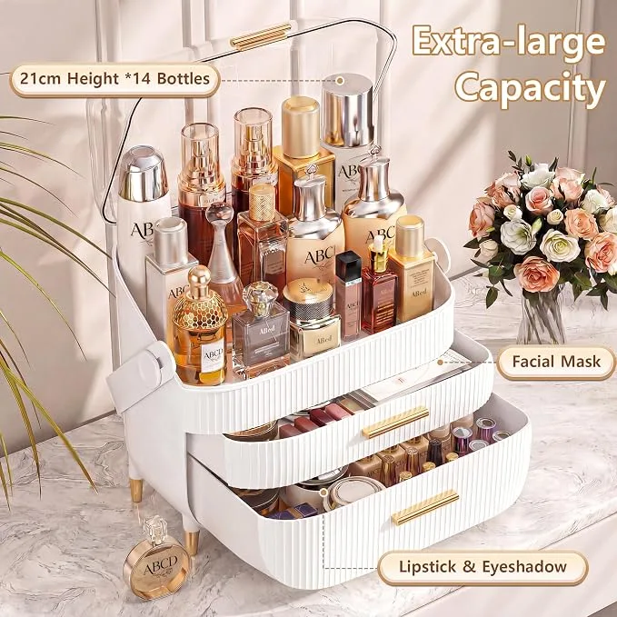 Dustproof Makeup Organizer with Drawers & Transparent Cover - Image 2