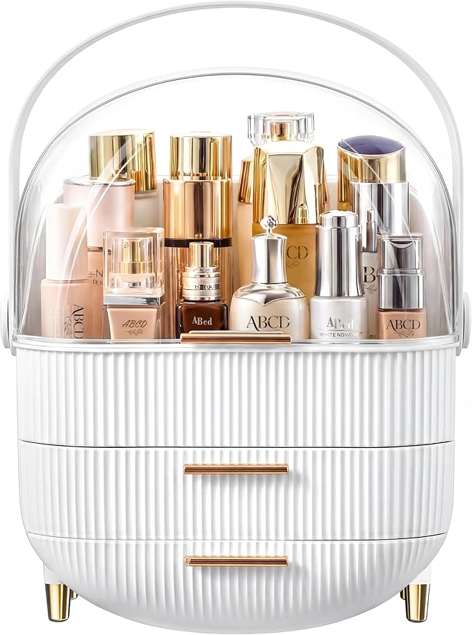 Dustproof Makeup Organizer with Drawers & Transparent Cover