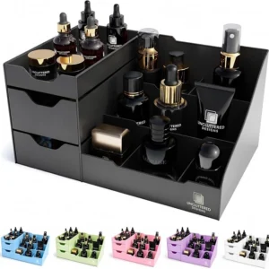 Large Black Vanity Organizer with 2 Drawers
